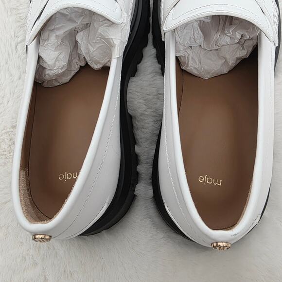 Maje White Leather Chunky Platform Lug Sole Loafers Clover Detail EU 40 / US 9 - Picture 7 of 15